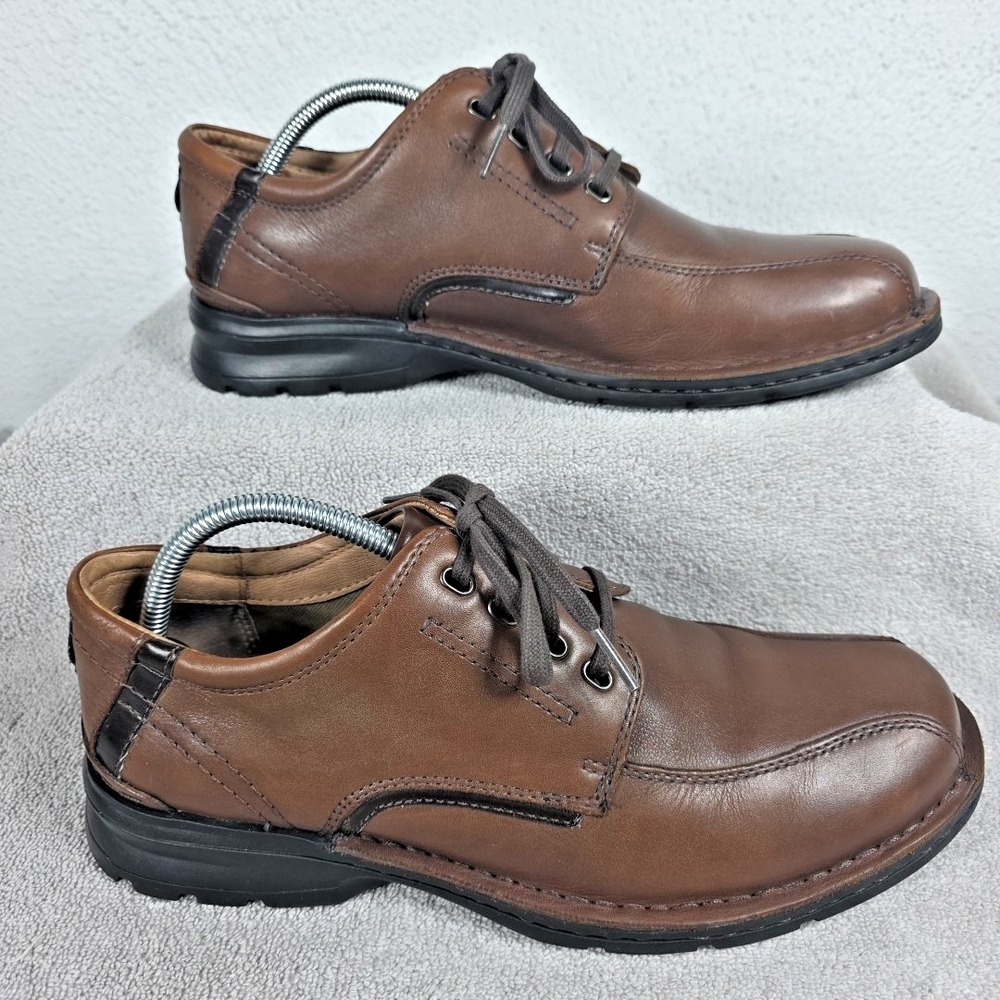 Clarks Rautins Shoes Men's 10 M Oxford Brown‎ Leather Casual Work, Dress Shoes